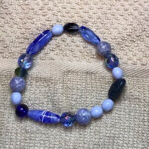 Blue Multi-Bead Stretch Bracelet-Handmade by Eveyln